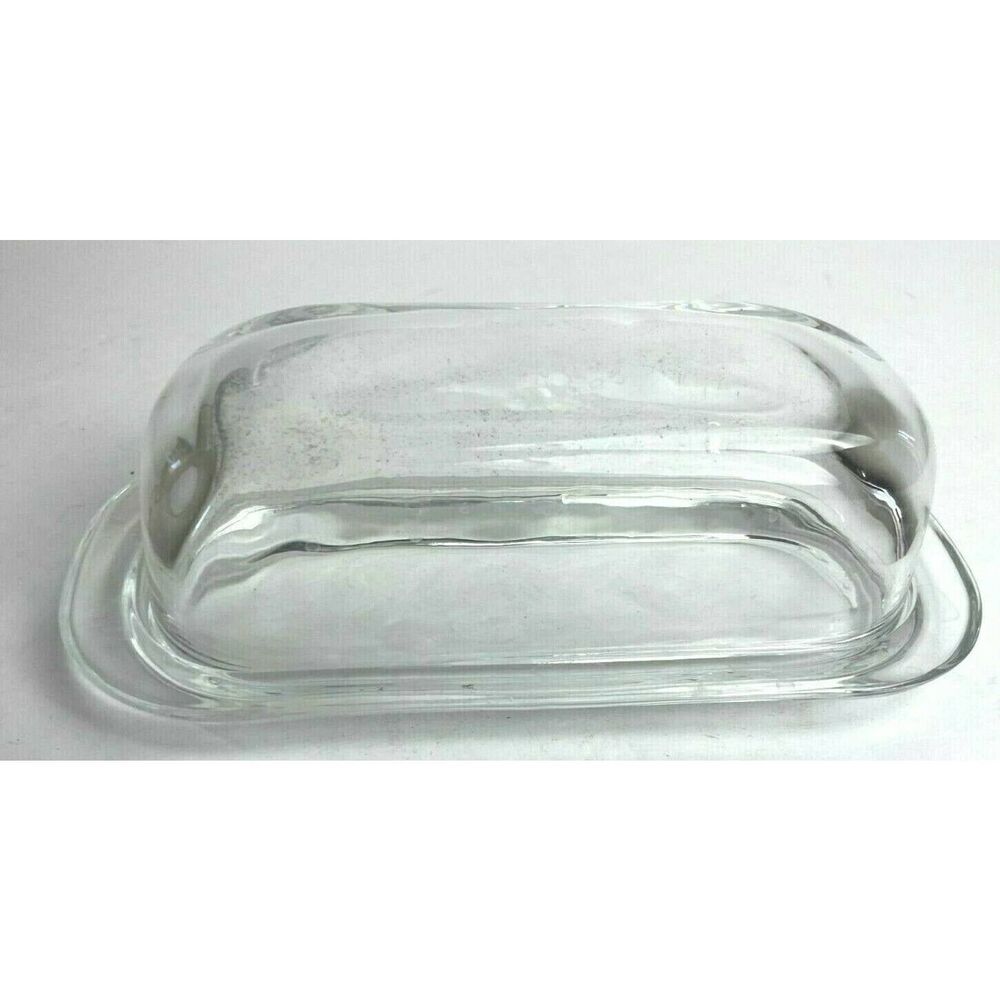 Glass Butter Dish Classic Rectangular Lid Cover Serving